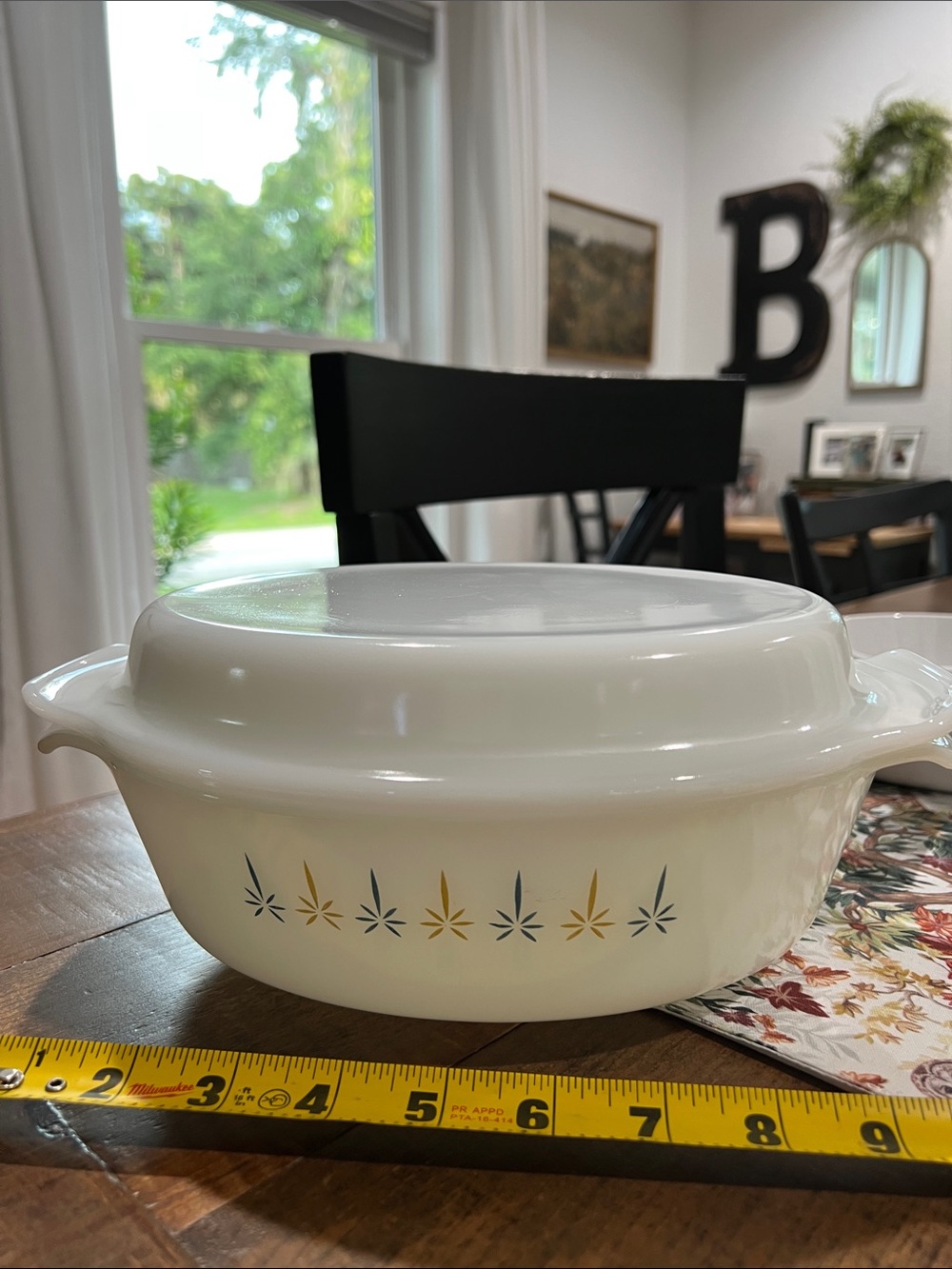 Vintage Fire-King Candle Glow #433 1.5 Qt Casserole – Blue & Gold MCM
